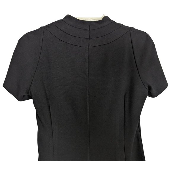 Kenar cap sleeve square neck stretch sheath career black dress size 4 - Picture 4 of 7